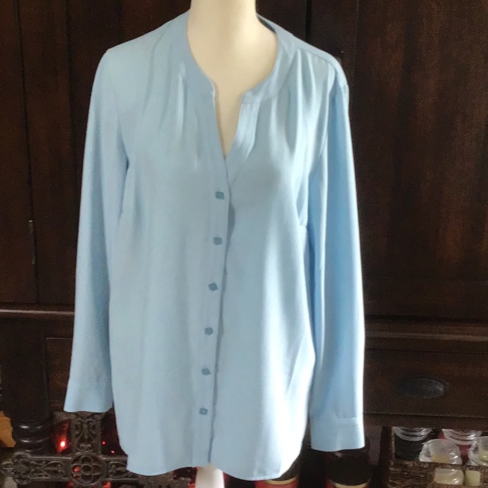 Susan grave light blue size 8 blouse square color buttons